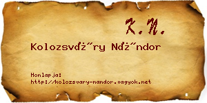 Kolozsváry Nándor névjegykártya